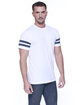 StarTee Men's CVC Stripe Varsity T-Shirt white/ navy hthr ModelSide