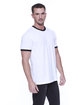 StarTee Drop Ship Men's CVC Ringer T-Shirt WHITE/ BLACK ModelSide
