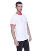StarTee Drop Ship Men's CVC Ringer T-Shirt WHITE/ RED HTHR ModelSide