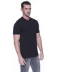 StarTee Men's CVC Henley T-Shirt black ModelSide