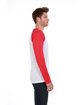 StarTee Men's CVC Long-Sleeve Raglan WHITE/ RED HTHR ModelSide