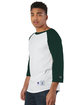 Champion Adult Raglan T-Shirt white/ drk green ModelQrt