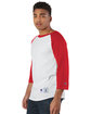 Champion Adult Raglan T-Shirt white/ scarlet ModelQrt