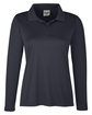 Team 365 Ladies' Zone Performance Long Sleeve Polo black OFFront