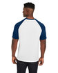 Team 365 Unisex Zone Colorblock Raglan T-Shirt WHT/ SP DK NV HT ModelBack