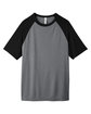 Team 365 Unisex Zone Colorblock Raglan T-Shirt DK GRY HTH/ BLK FlatFront