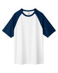 Team 365 Unisex Zone Colorblock Raglan T-Shirt wht/ sp dk nv ht FlatFront
