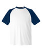 Team 365 Unisex Zone Colorblock Raglan T-Shirt WHT/ SP DK NV HT OFFront