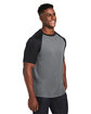 Team 365 Unisex Zone Colorblock Raglan T-Shirt DK GRY HTH/ BLK ModelQrt
