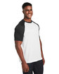 Team 365 Unisex Zone Colorblock Raglan T-Shirt WHITE/ BLK HTHR ModelQrt