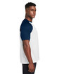 Team 365 Unisex Zone Colorblock Raglan T-Shirt wht/ sp dk nv ht ModelSide
