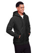 Team 365 Men's Zone HydroSport™ Heavyweight Full-Zip Hooded Sweatshirt BLACK ModelQrt