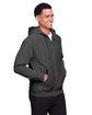 Team 365 Men's Zone HydroSport™ Heavyweight Full-Zip Hooded Sweatshirt DARK GREY HEATHR ModelQrt