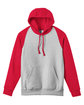Team 365 Unisex Zone HydroSport™ Heavyweight Colorblock Hooded Sweatshirt ath hthr/ sp red FlatFront