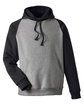Team 365 Unisex Zone HydroSport™ Heavyweight Colorblock Hooded Sweatshirt dk gry hthr/ blk OFFront