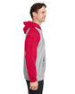 Team 365 Unisex Zone HydroSport™ Heavyweight Colorblock Hooded Sweatshirt ath hthr/ sp red ModelSide