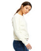 US Blanks Ladies' Raglan Pullover Long Sleeve Crewneck Sweatshirt tri cream ModelSide