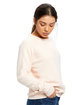 US Blanks Ladies' Raglan Pullover Long Sleeve Crewneck Sweatshirt tri light pink ModelSide