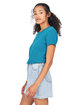 US Blanks Ladies' Short Sleeve Crop T-Shirt capri blue ModelSide