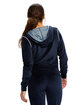 US Blanks Ladies' Velour Full-Zip Hoodie navy blue ModelBack