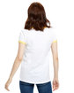US Blanks Ladies' Classic Ringer T-Shirt white/ yellow ModelBack
