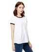US Blanks Ladies' Classic Ringer T-Shirt white/ navy ModelSide