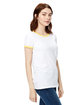 US Blanks Ladies' Classic Ringer T-Shirt white/ yellow ModelSide